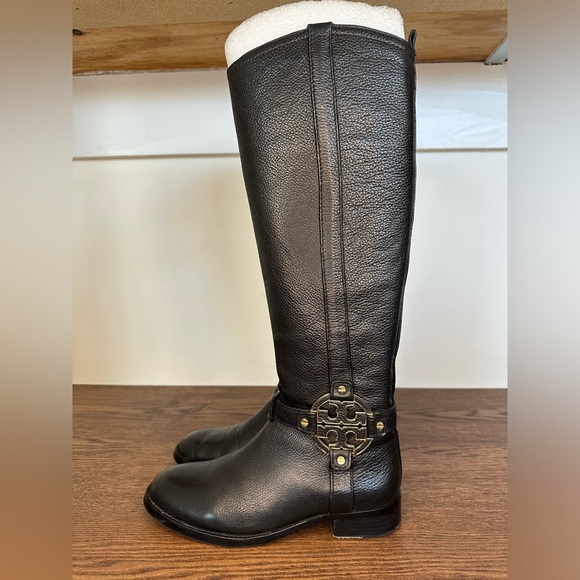 Tory Burch Amanda Black Pebbled Riding Boot Size 6 - Picture 6 of 12